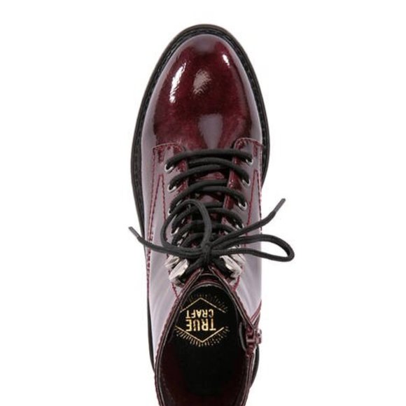 Perfect for Fall&Winter: NEW Burgundy Patent Combat Boots, Sz 7.5 - Picture 4 of 5